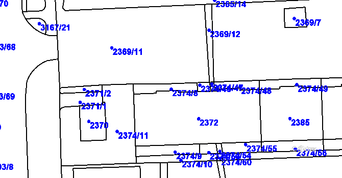 Parcela st. 2374/8 v KÚ Chodov, Katastrální mapa