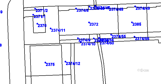 Parcela st. 2374/10 v KÚ Chodov, Katastrální mapa