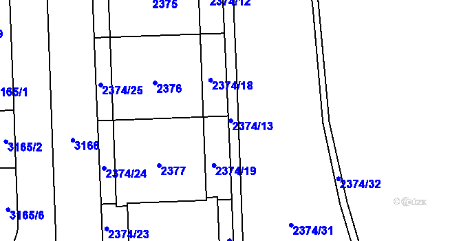 Parcela st. 2374/13 v KÚ Chodov, Katastrální mapa