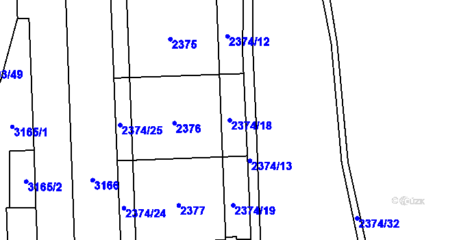 Parcela st. 2374/18 v KÚ Chodov, Katastrální mapa