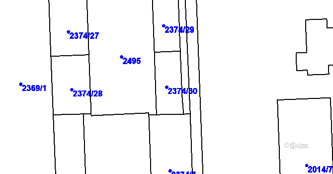 Parcela st. 2374/30 v KÚ Chodov, Katastrální mapa