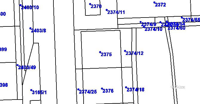 Parcela st. 2375 v KÚ Chodov, Katastrální mapa