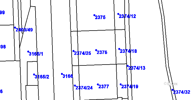 Parcela st. 2376 v KÚ Chodov, Katastrální mapa