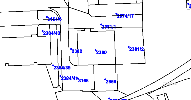 Parcela st. 2380 v KÚ Chodov, Katastrální mapa