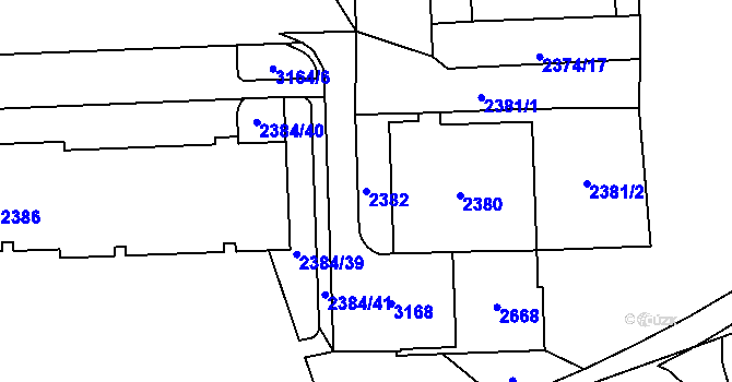Parcela st. 2382 v KÚ Chodov, Katastrální mapa