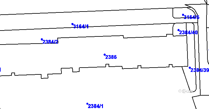 Parcela st. 2386 v KÚ Chodov, Katastrální mapa