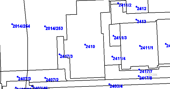 Parcela st. 2410 v KÚ Chodov, Katastrální mapa
