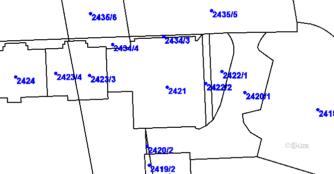 Parcela st. 2421 v KÚ Chodov, Katastrální mapa
