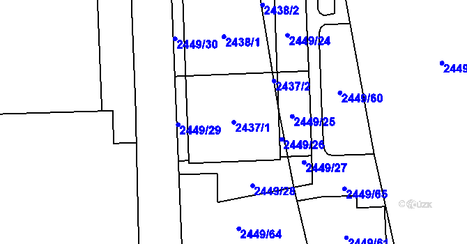 Parcela st. 2437/1 v KÚ Chodov, Katastrální mapa
