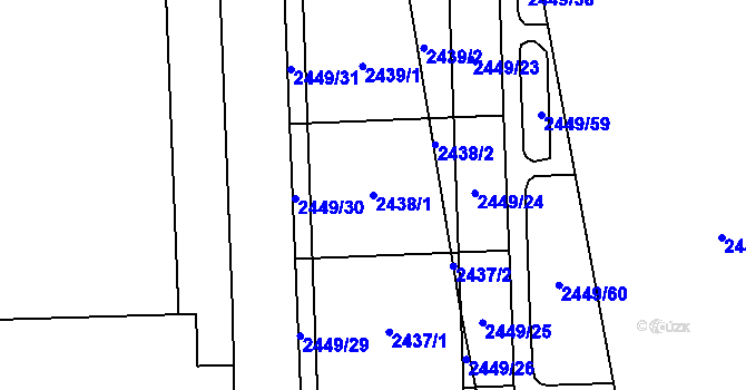 Parcela st. 2438/1 v KÚ Chodov, Katastrální mapa