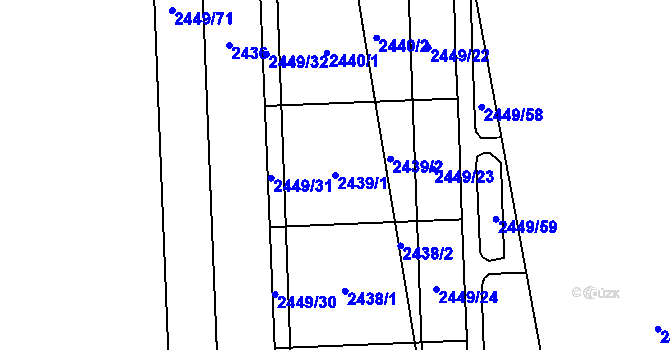 Parcela st. 2439/1 v KÚ Chodov, Katastrální mapa