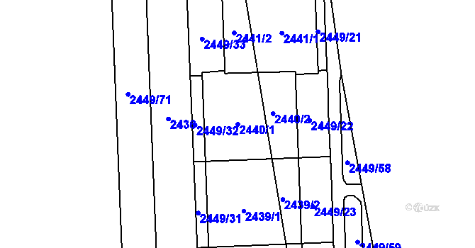 Parcela st. 2440/1 v KÚ Chodov, Katastrální mapa