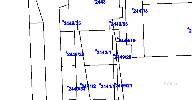 Parcela st. 2442/1 v KÚ Chodov, Katastrální mapa