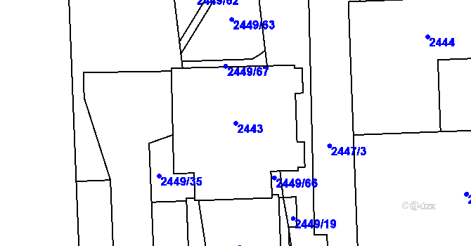 Parcela st. 2443 v KÚ Chodov, Katastrální mapa
