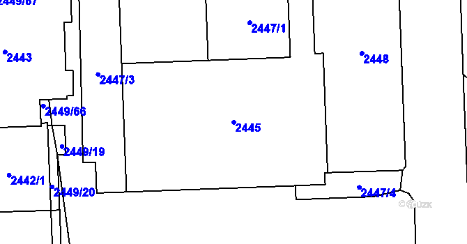 Parcela st. 2445 v KÚ Chodov, Katastrální mapa