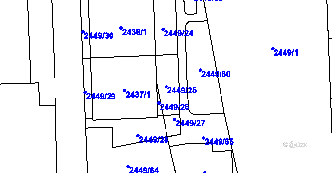 Parcela st. 2449/25 v KÚ Chodov, Katastrální mapa