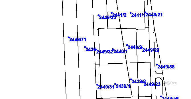 Parcela st. 2449/32 v KÚ Chodov, Katastrální mapa