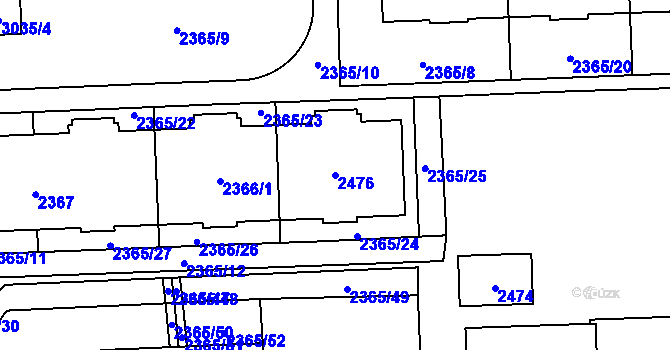 Parcela st. 2476 v KÚ Chodov, Katastrální mapa