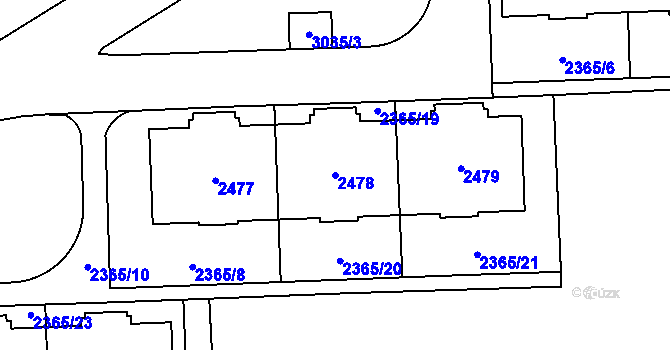 Parcela st. 2478 v KÚ Chodov, Katastrální mapa