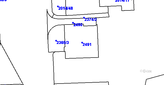 Parcela st. 2491 v KÚ Chodov, Katastrální mapa