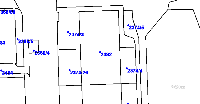 Parcela st. 2492 v KÚ Chodov, Katastrální mapa