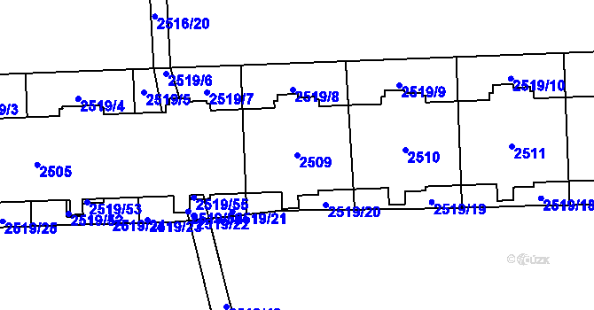 Parcela st. 2509 v KÚ Chodov, Katastrální mapa