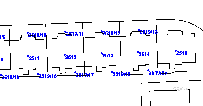 Parcela st. 2513 v KÚ Chodov, Katastrální mapa