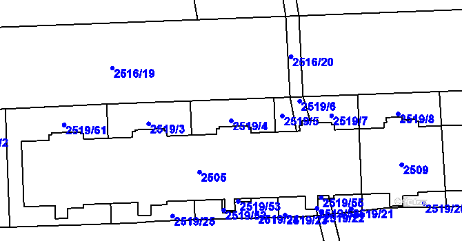 Parcela st. 2519/4 v KÚ Chodov, Katastrální mapa