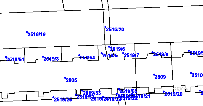 Parcela st. 2519/5 v KÚ Chodov, Katastrální mapa