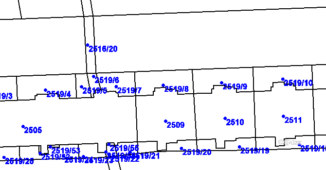 Parcela st. 2519/8 v KÚ Chodov, Katastrální mapa