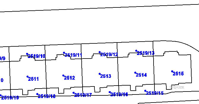 Parcela st. 2519/12 v KÚ Chodov, Katastrální mapa