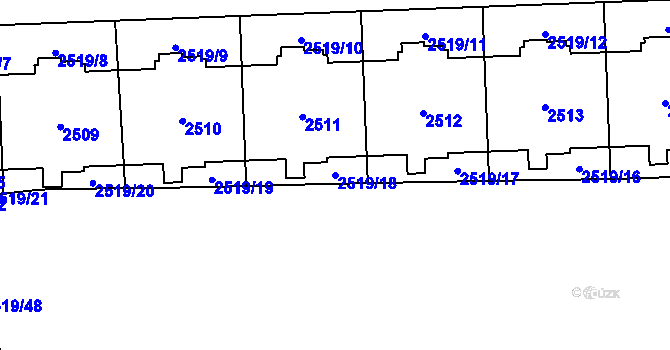 Parcela st. 2519/18 v KÚ Chodov, Katastrální mapa