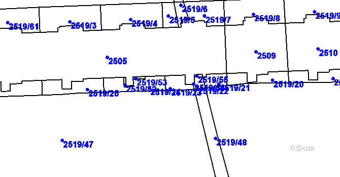 Parcela st. 2519/23 v KÚ Chodov, Katastrální mapa