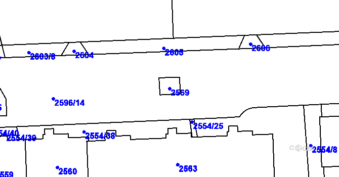 Parcela st. 2569 v KÚ Chodov, Katastrální mapa