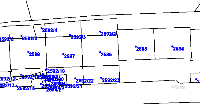 Parcela st. 2586 v KÚ Chodov, Katastrální mapa