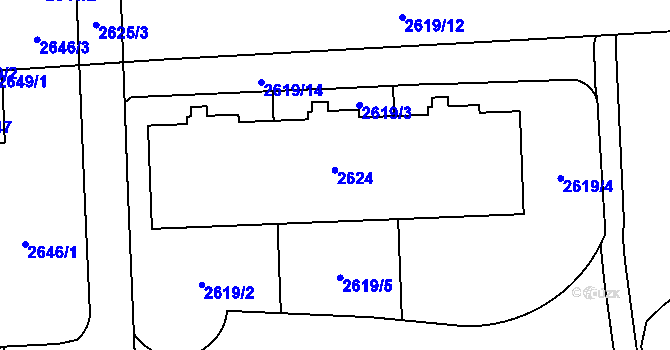 Parcela st. 2623 v KÚ Chodov, Katastrální mapa