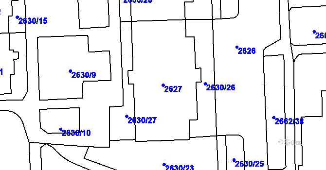 Parcela st. 2627 v KÚ Chodov, Katastrální mapa