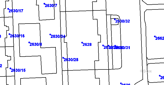 Parcela st. 2628 v KÚ Chodov, Katastrální mapa