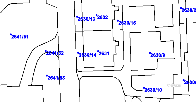 Parcela st. 2631 v KÚ Chodov, Katastrální mapa