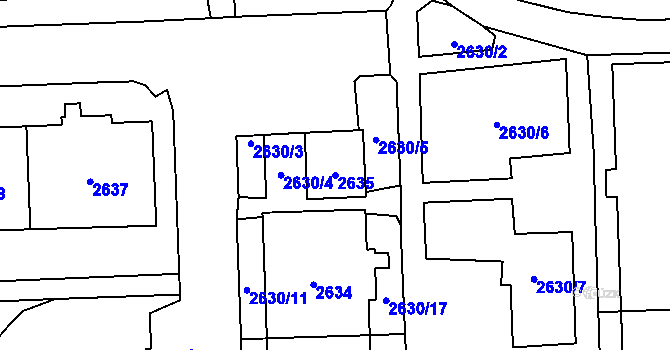 Parcela st. 2635 v KÚ Chodov, Katastrální mapa