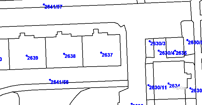 Parcela st. 2637 v KÚ Chodov, Katastrální mapa