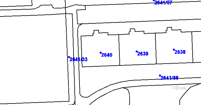 Parcela st. 2640 v KÚ Chodov, Katastrální mapa