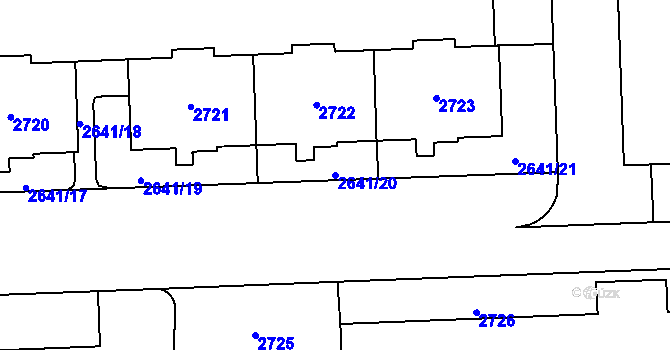 Parcela st. 2641/20 v KÚ Chodov, Katastrální mapa