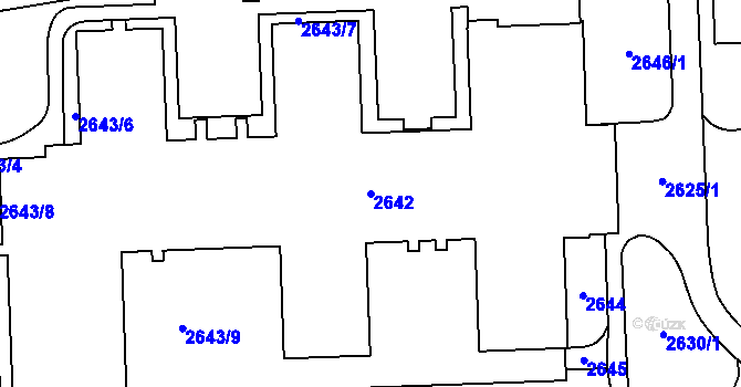Parcela st. 2642 v KÚ Chodov, Katastrální mapa