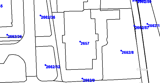 Parcela st. 2657 v KÚ Chodov, Katastrální mapa