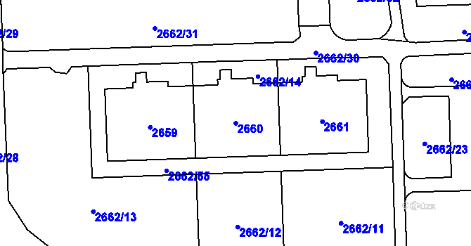 Parcela st. 2660 v KÚ Chodov, Katastrální mapa