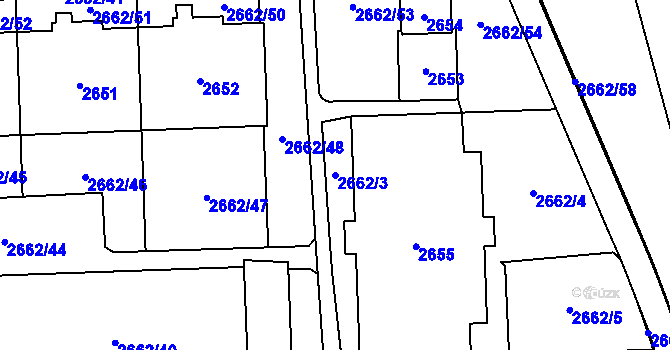 Parcela st. 2662/3 v KÚ Chodov, Katastrální mapa