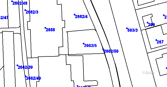 Parcela st. 2662/5 v KÚ Chodov, Katastrální mapa