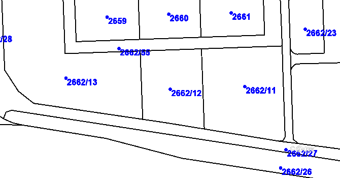 Parcela st. 2662/12 v KÚ Chodov, Katastrální mapa
