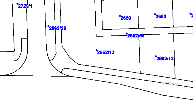 Parcela st. 2662/13 v KÚ Chodov, Katastrální mapa